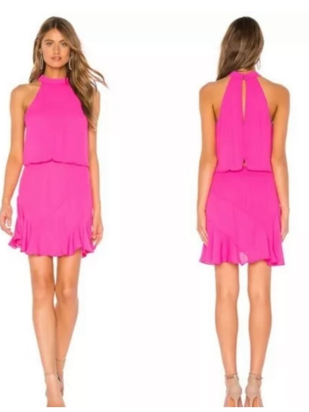 Krisa hot pink halter dress